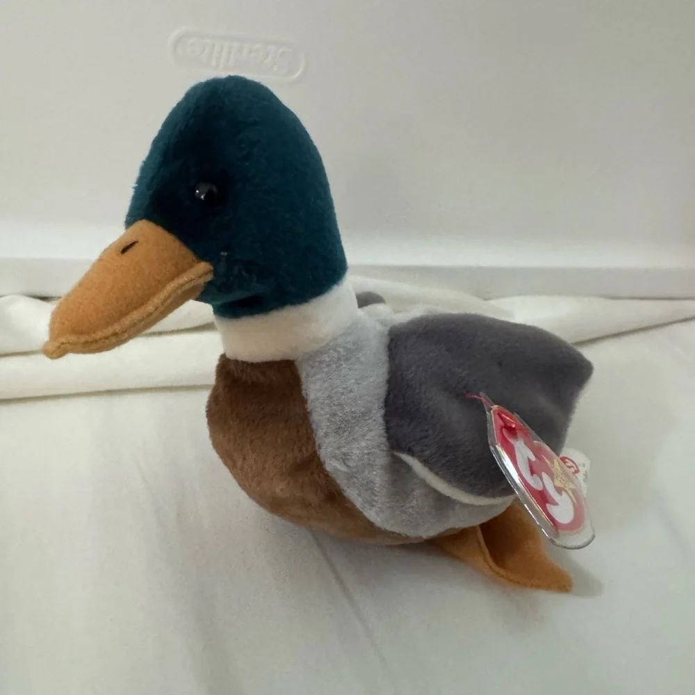 NWT Ty Beanie Baby Jake the Drake Plush Brown Gray White Vintage 1998